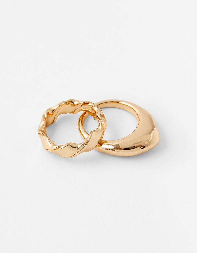 Organic Chunky Ring Set with Recycled Metal, Gold (GOLD), large