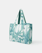 Palm Print Quilted Shopper Bag, , large