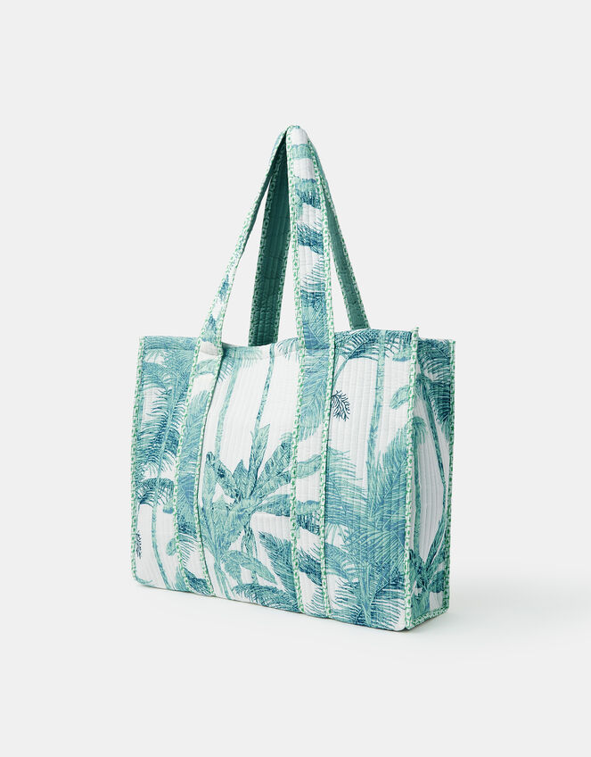 Palm Print Quilted Shopper Bag, , large