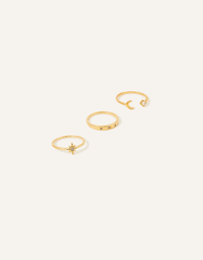 14ct Gold-Plated Celestial Ring Set of Three, Gold (GOLD), large