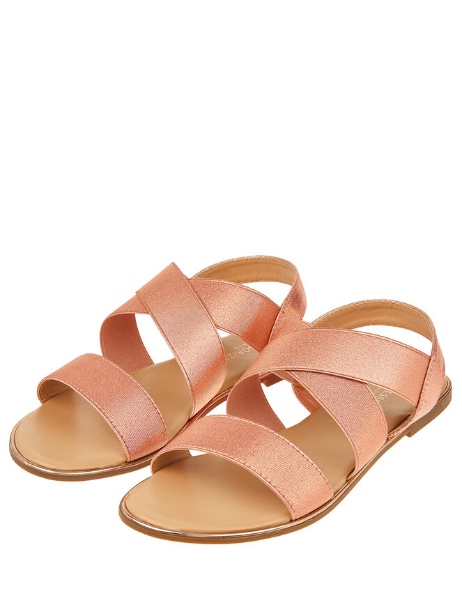 Elasticated Strap Sandals, Gold (ROSE GOLD), large