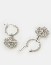 Beaded Snowflake Charm Hoop Earrings, , large