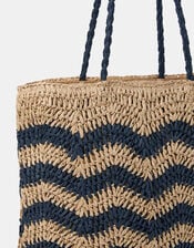Chevron Raffia Shopper Bag, , large