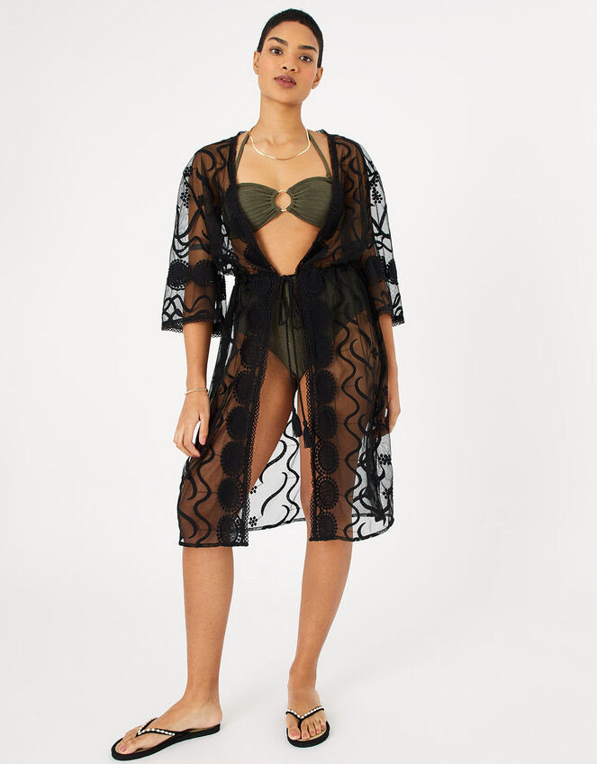 Lace Kimono, Black (BLACK), large