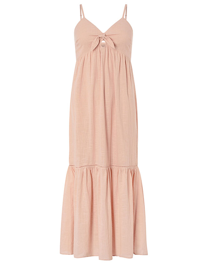 Knot Front Cotton Maxi Dress, Pink (PINK), large