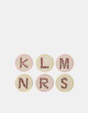 Beaded Floral Initial Coaster, Multi (PASTEL MULTI), large
