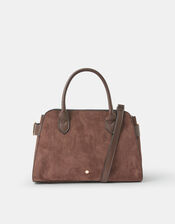 Suedette Bowler Bag, , large