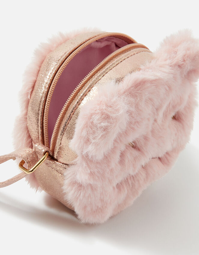 Kids Fluffy Cat Round Cross-Body Bag, , large