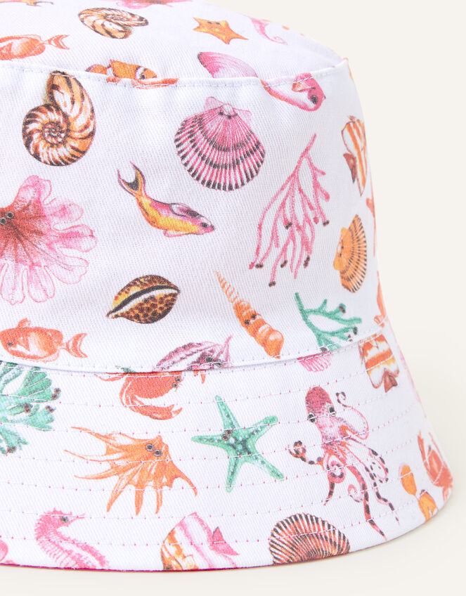 Shell Print Bucket Hat, White (WHITE), large