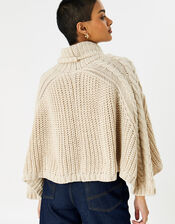 Cable Knit Poncho, Natural (NATURAL), large