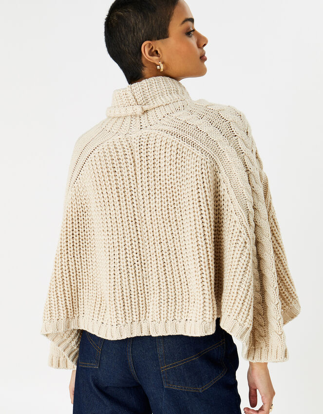 Cable Knit Poncho Natural | Blanket scarves | Accessorize UK