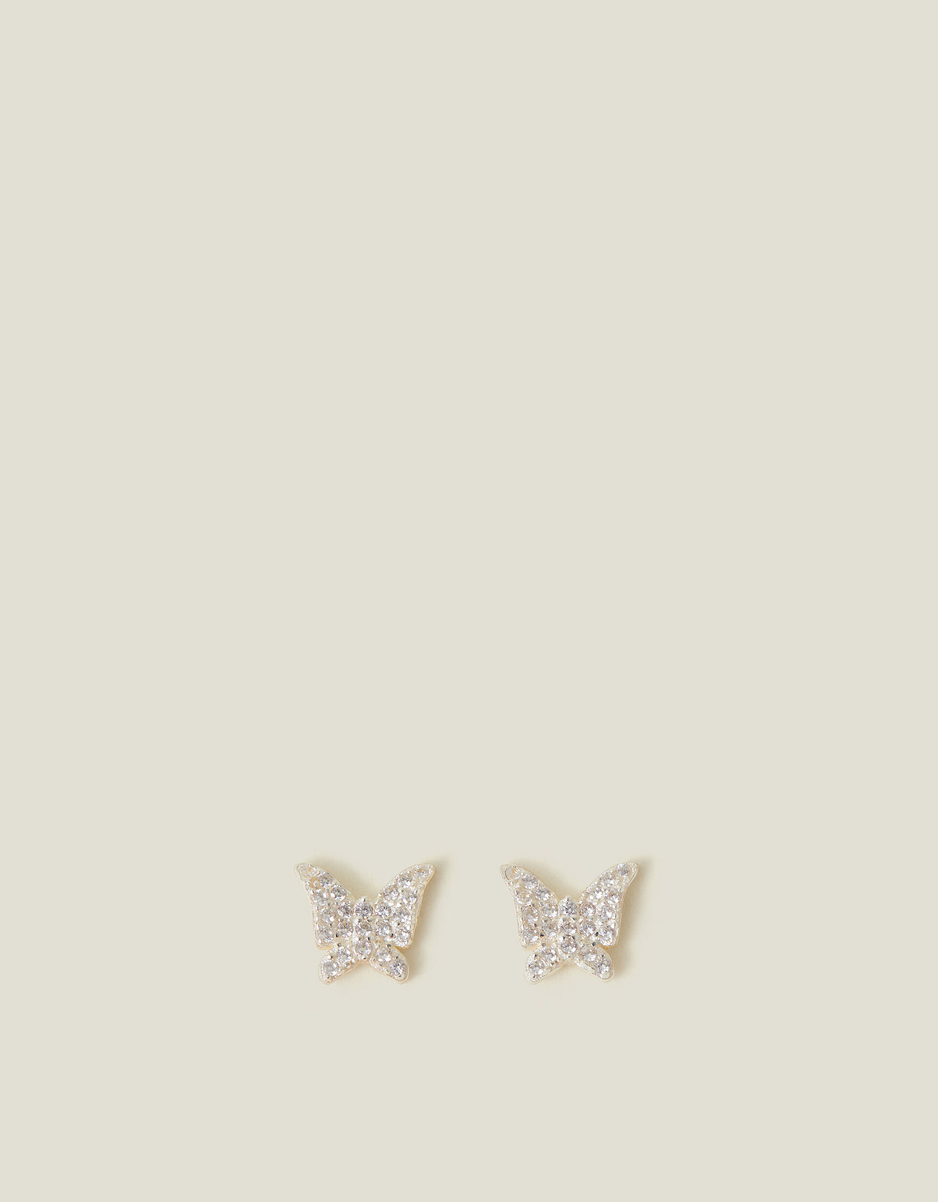 Sterling Silver Diamante Butterfly Stud Earrings Sterling Silver Accessorize UK