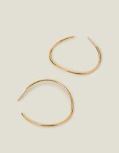 14ct Gold-Plated Thin Molten Hoop Earrings, , large