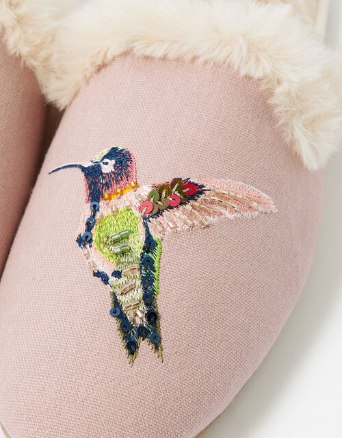 Hummingbird Embroidered Slippers, Multi (PASTEL-MULTI), large