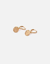 Gold-Plated Heirloom Coin Hoop Earrings, , large