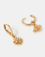 14ct Gold-Plated Sun Hoop Drop Earrings, , large