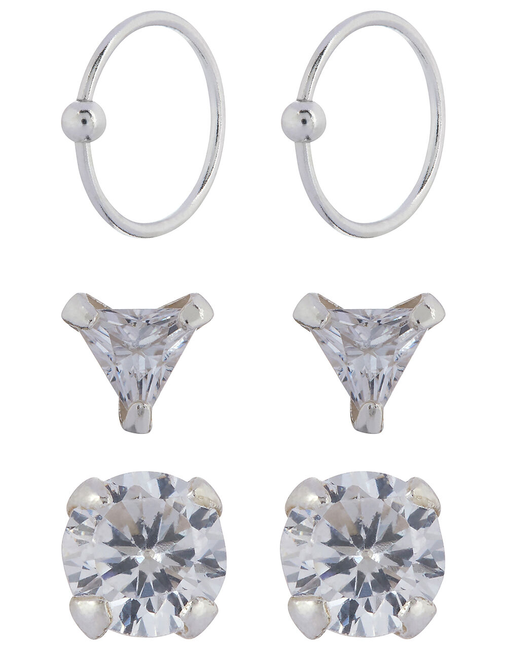 Sterling Silver Crystal Nose Stud Set Sterling silver Accessorize UK