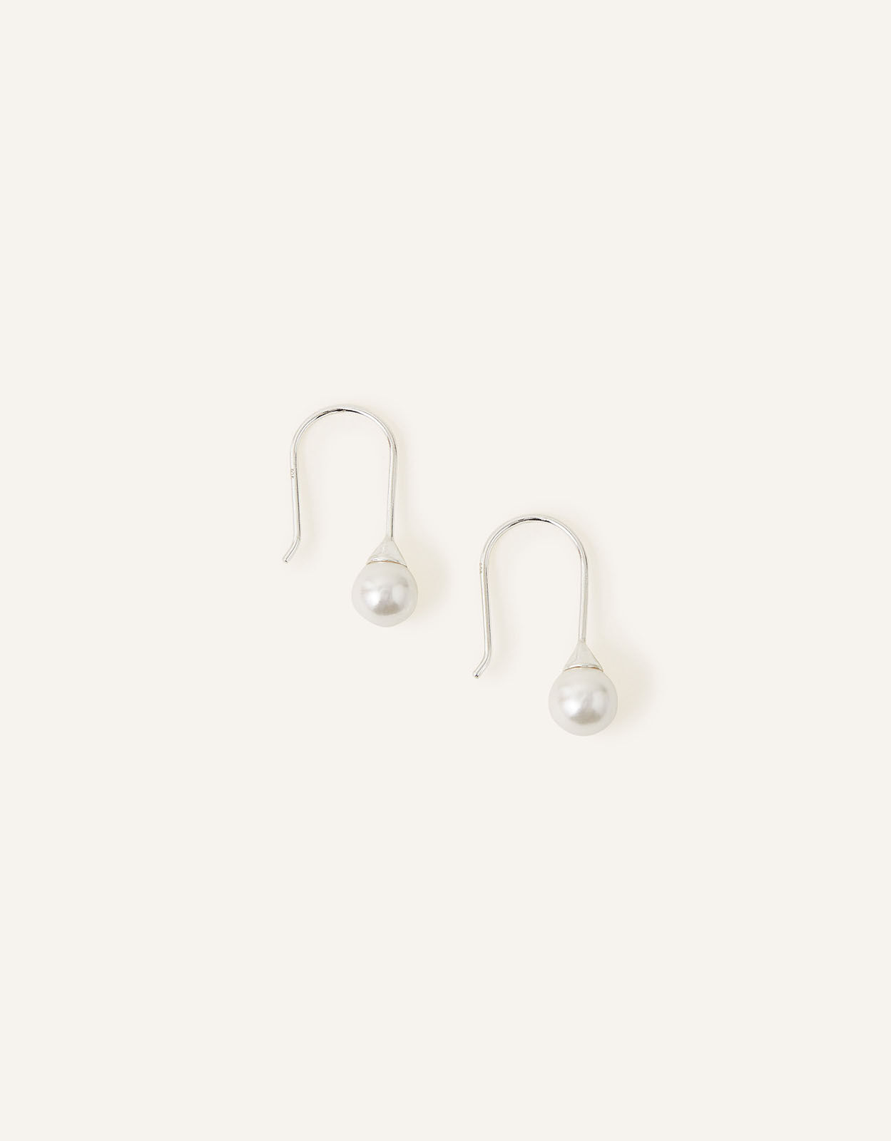 Sterling Silver Sleek Pearl Drop Earrings Sterling silver
