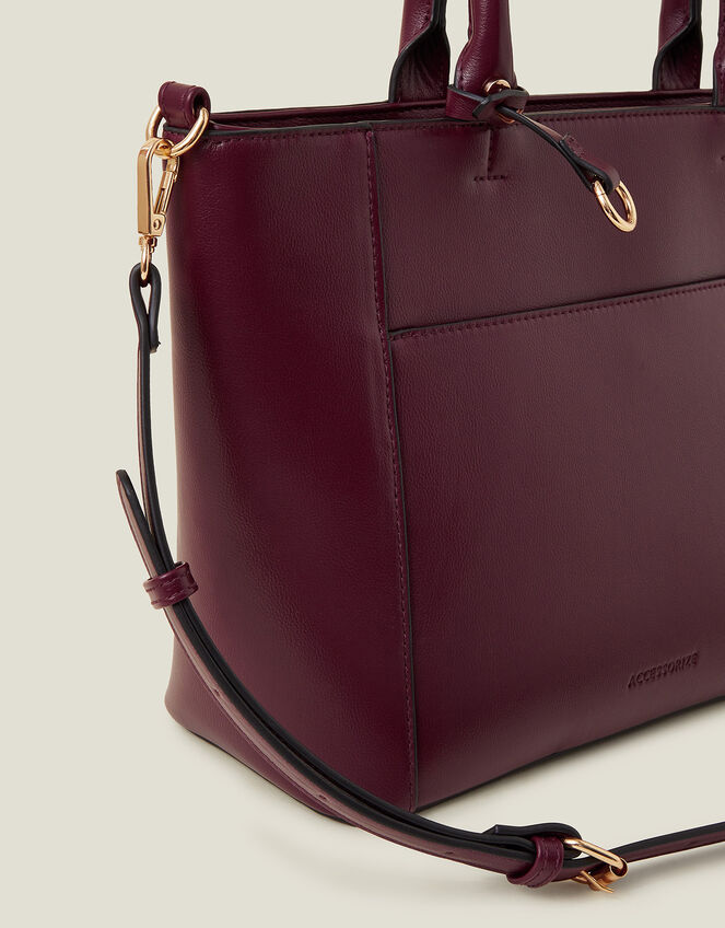 Monica Faux Leather Handbag, Red (BURGUNDY), large