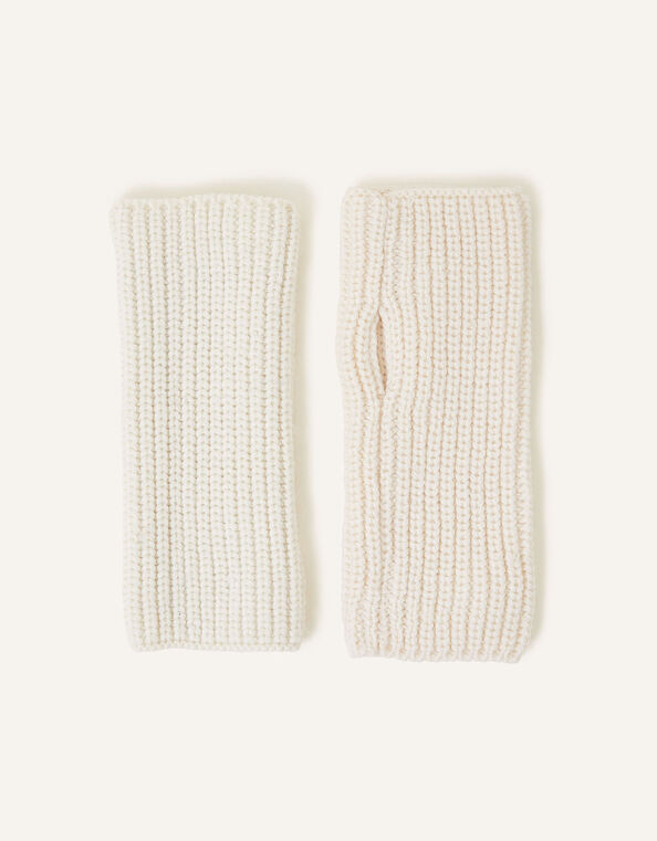 Ribbed Cut Off Gloves, Natural (NATURAL), large