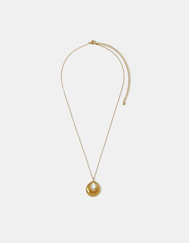 Stainless Steel Open Circle Pendant Necklace, , large