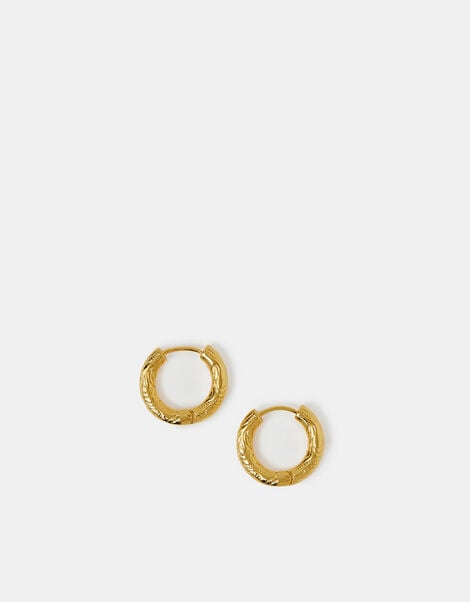 14ct Gold-Plated Textured Hoop Earrings, , large