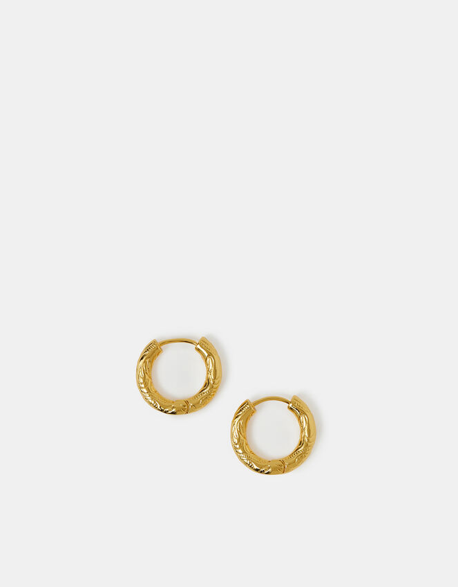14ct Gold-Plated Textured Hoop Earrings, , large