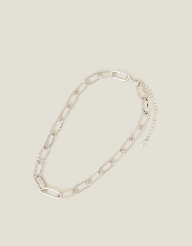 Chain Link Necklace, Silver (SILVER), large