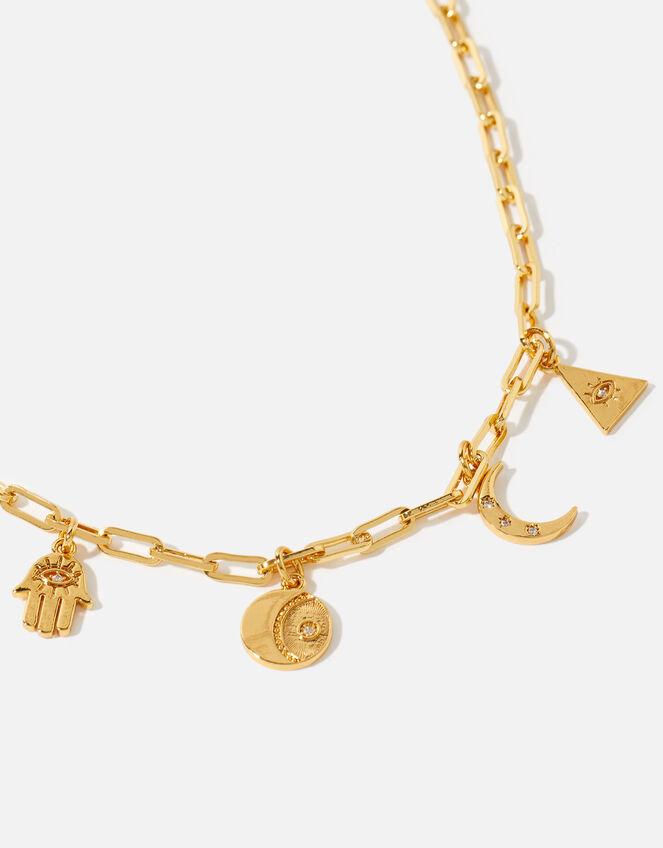 Gold-Plated Talisman Collar Necklace, , large
