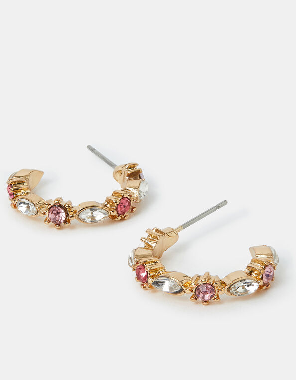 Mini Gemstone Hoop Earrings Pink, , large