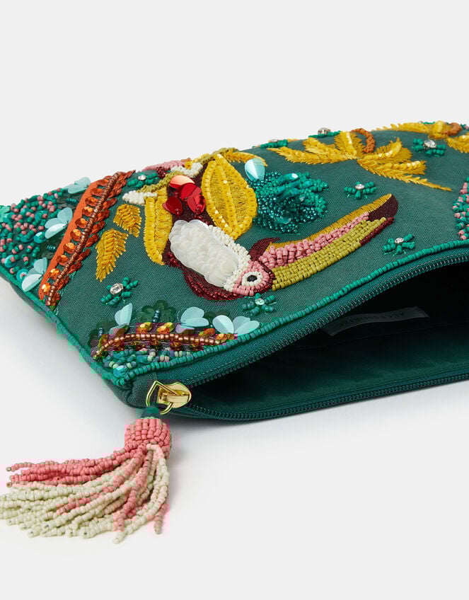 Toucan Embellished Clutch Bag, , large