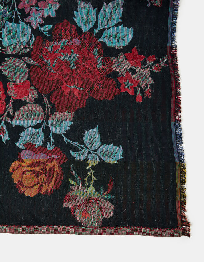 Floral Jacquard Blanket Scarf, , large