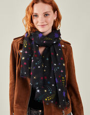 Multicolour Star Print Scarf, , large