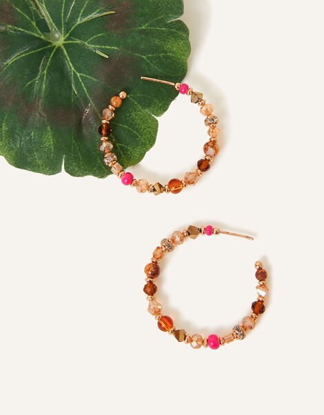 Small Beaded Hoop Earrings, , large
