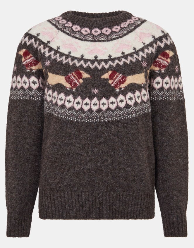 Sausage Dog Christmas Jumper, Brown (BROWN), large