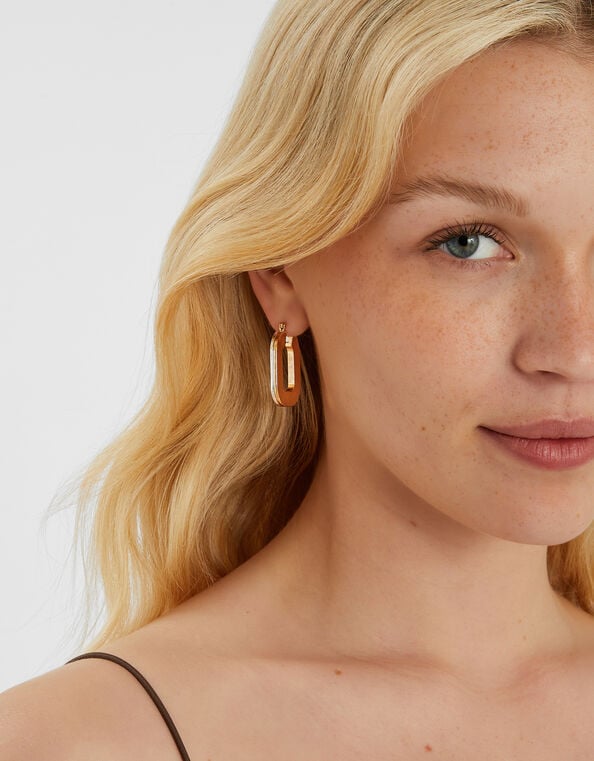 Chunky Square Hoop Earrings, , large