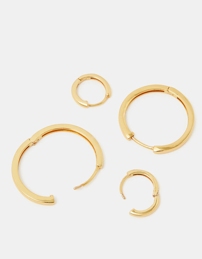 2-Pack 14ct Gold-Plated Hoop Earrings, , large