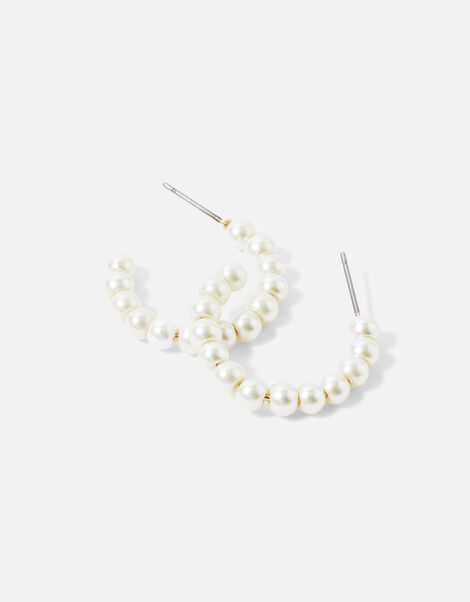Pearl Beaded Hoop Earrings, , large