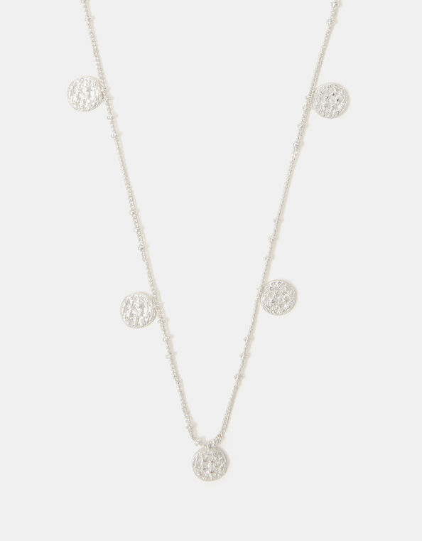 Sterling Silver-Plated Coin Charm Necklace, , large
