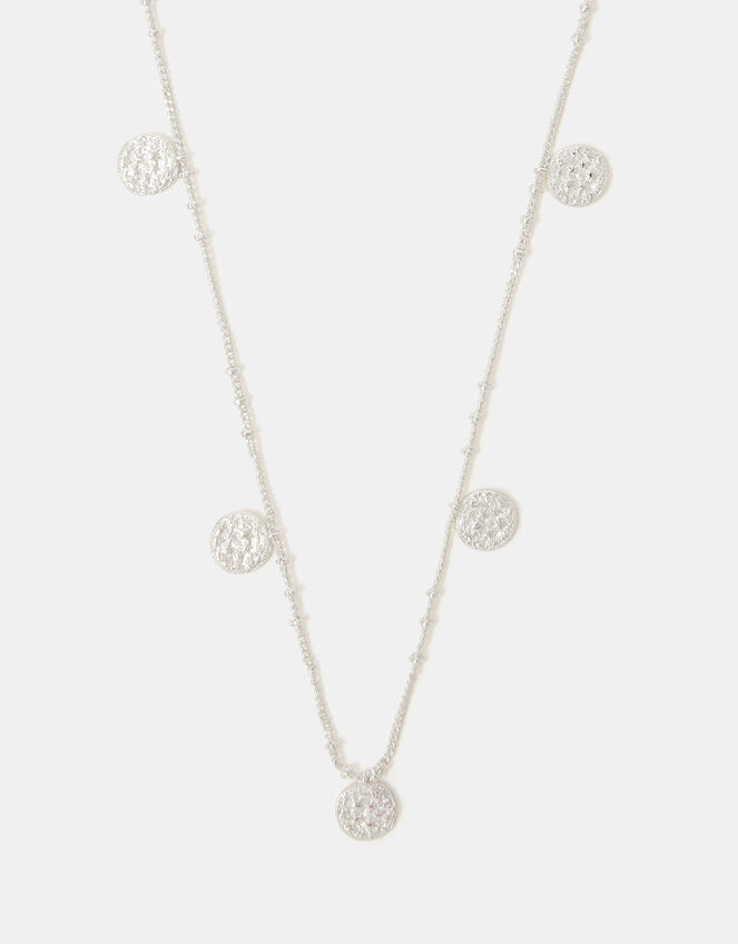 Sterling Silver-Plated Coin Charm Necklace, , large