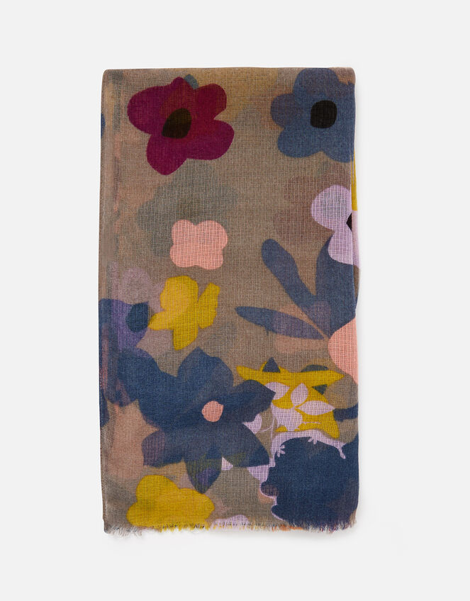Flower Meadow Print Scarf, , large