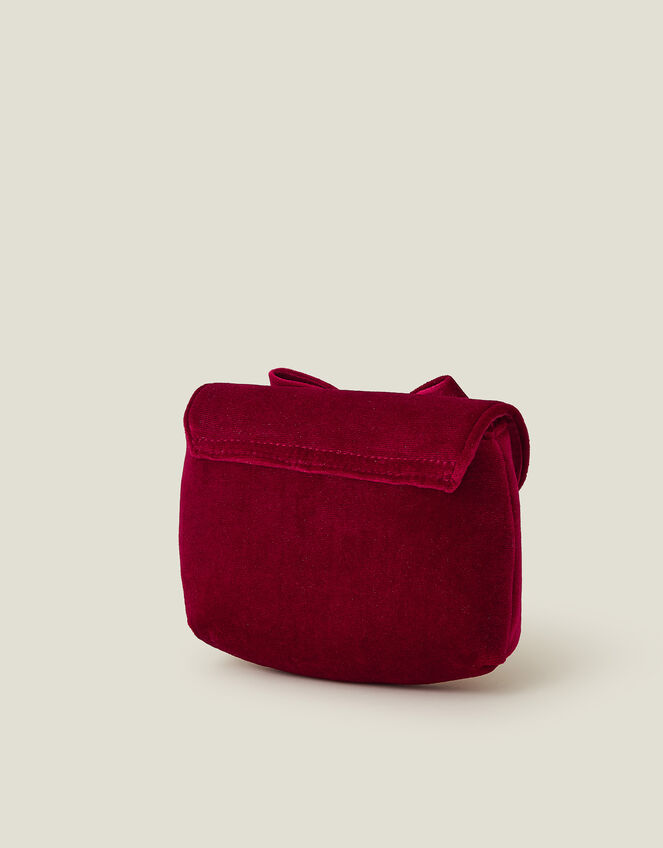 Girls Velvet Bow Shoulder Bag, , large