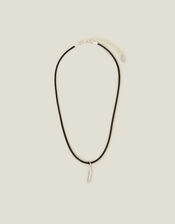 Feather Pendant Cord Necklace, , large