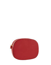 Quilted Faux Leather Cross-Body Bag, Red (RED), large