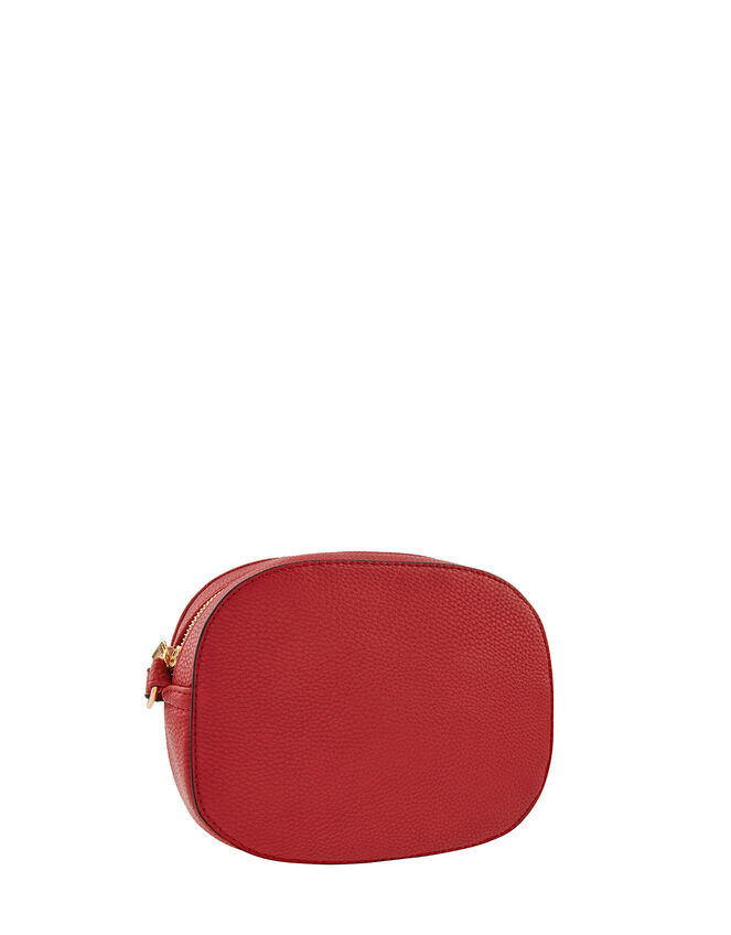 Quilted Faux Leather Cross-Body Bag, Red (RED), large