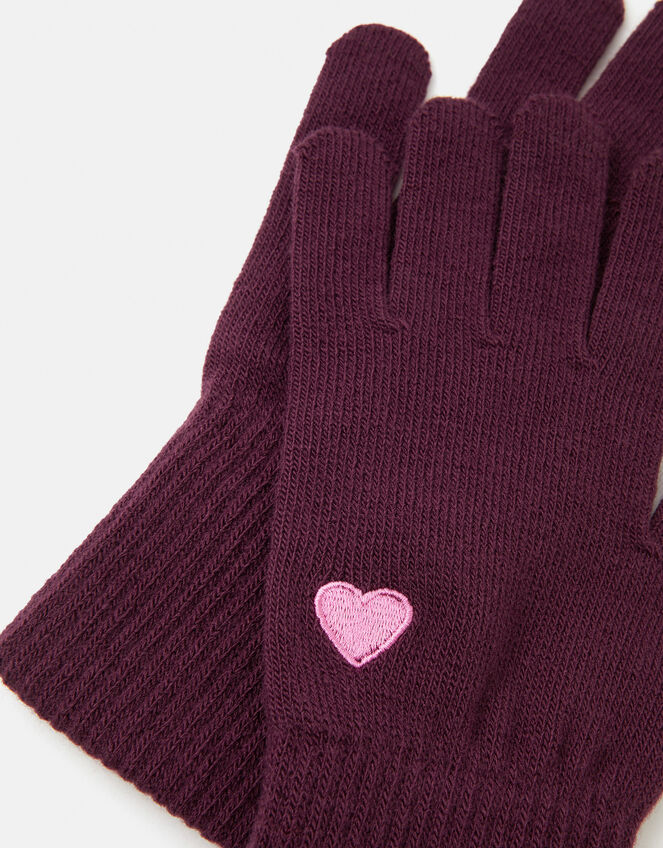 Plain Heart Touch Screen Gloves, , large