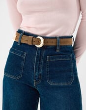 Suede Buckle Belt, Tan (TAN), large