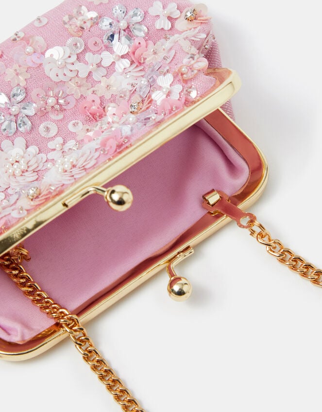 Girls Sequin Flower Clip Frame Bag, , large