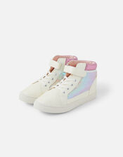 Girls Sequin High Top Trainers, Purple (LILAC), large