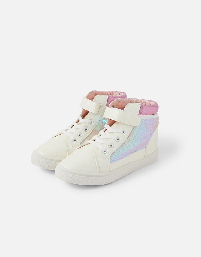 Girls Sequin High Top Trainers, Purple (LILAC), large